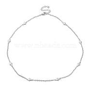 304 Stainless Steel Mushroom Link Chain Necklace, Stainless Steel Color, 16.61 inch(42.2cm)(NJEW-K249-03P)