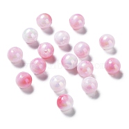 Two Tone Opaque Acrylic Beads, Round, Hot Pink, 8mm, Hole: 1.8mm, about 2000pcs/500g(SACR-P024-01A-W06)