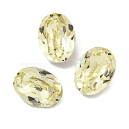 Glass Rhinestone Cabochons, Flat Back & Back Plated, Faceted, Oval, Jonquil, 8x6x4mm(RGLA-L029-17A-213)