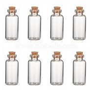 Glass Jar Bead Containers, with Cork Stopper, Wishing Bottle, Clear, 18x40mm, Bottleneck: 10mm in diameter, Capacity: 7ml(0.23 fl. oz)(CON-Q009)