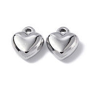 304 Stainless Steel Charms, Heart Charm, Stainless Steel Color, 12.5x11x4.5mm, Hole: 1.6mm(STAS-C066-16P)