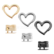 CHGCRAFT 3 Sets 3 Colors Alloy Bag Twist Lock Clasps, Handbags Turn Lock, with Iron Shim and Screws, Heart, Mixed Color, 4.6x5.75x0.7cm, 1set/color(AJEW-CA0001-48)