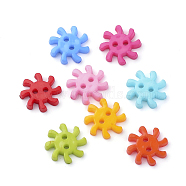2-Hole Acrylic Buttons, Gear, Mixed Color, 17x17x3mm, Hole: 2mm(X-BUTT-S020-43)