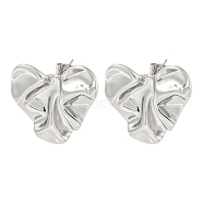 304 Stainless Steel Stud Earrings, Textured Heart, Stainless Steel Color, 24x24mm(EJEW-R157-08P)