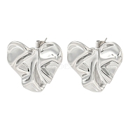 Non-Tarnish 304 Stainless Steel Stud Earrings, Textured Heart, Stainless Steel Color, 24x24mm(EJEW-R157-08P)