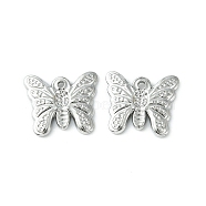 304 Stainless Steel Pendants, Butterfly Charms, Stainless Steel Color, 14x15.5x2mm, Hole: 1.2mm(STAS-L269-041P)