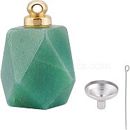 Natural Green Aventurine Perfume Bottle Pendant, with 304 Stainless Steel Mini Funnel & Eye Pins, 3pcs/set(G-NB0003-58B)