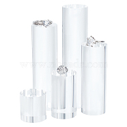 5Pcs 5 Styles Column Transparent Acrylic Jewelry Display Pedestals, for Small Jewelry, Cosmetic Showing, Clear, 3~12x3cm, 1pc/style(ODIS-BC0001-12)