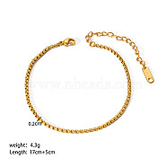 Stylish Stainless Steel Box Chain Bracelets for Women, Real 18K Gold Plated, 6-3/4 inch(17cm)(XR9988-6)