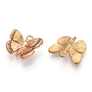 Brass Charms, Nickel Free, Butterfly, Unplated, 10x11x3mm, Hole: 1mm(KK-R058-066C-NF)