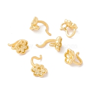 Rack Plating Brass S Hook Clasps, Long-Lasting Plated, Lead Free & Cadmium Free, Flower, Matte Gold Color, 6x6.5mm, Hole: 1.6mm(KK-M223-02MG)