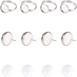 Unicraftale DIY Earring & Finger Ring Making Kits, with Stainless Steel  Settings, 10mm Transparent Clear Glass Cabochons, Stainless Steel Color, 40pcs/box(DIY-UN0001-45P)