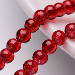 Crackle Glass Beads Strands, Round, Red, 4mm, Hole: 1.1~1.3mm, about 200pcs/strand, 31.4 inch(X-CCG-Q001-4mm-13)