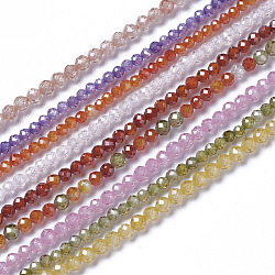 Cubic Zirconia Beads Strands, Faceted, Round, Mixed Color, 1.5~2x2mm, Hole: 0.2mm, about 178~186pcs/strand, 15~15.5 inch(37.5~38.5cm)(G-F596-48-2mm)