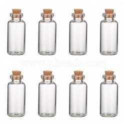 Glass Jar Bead Containers, with Cork Stopper, Wishing Bottle, Clear, 18x40mm, Bottleneck: 10mm in diameter, Capacity: 7ml(0.23 fl. oz)(CON-Q009)