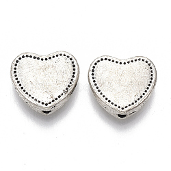 Tibetan Style Alloy Beads, Cadmium Free & Lead Free, Heart, Antique Silver, 11x12x3.5mm, Hole: 1.2mm(X-TIBE-R317-086AS-LF)