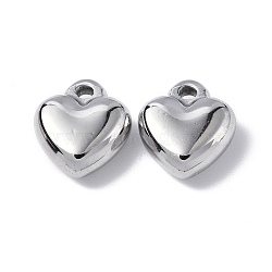 Non-Tarnish 304 Stainless Steel Charms, Heart Charm, Stainless Steel Color, 12.5x11x4.5mm, Hole: 1.6mm(STAS-C066-16P)