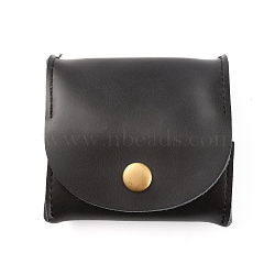 Cowhide Leather Change Purse, with Snap Button, Rectangle, Black, 76x80x15mm(AJEW-WH0013-75A)