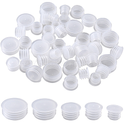 50Pcs 5 Style Plastic Bottle Stoppers, for Wine Bottle, Column, White, 14.5~24.5x10~11mm, Inner Diameter: 9.5~19mm, 10pcs/style(AJEW-GF0007-49)