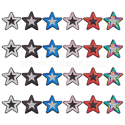 24Pcs 6 Colors Star Cloth Sequin Patches, Plastic Glittered Beaded Appliques, Costume Accessories, Mixed Color, 71.5~73x75x1.5mm, 4pcs/color(PATC-HY0001-34)