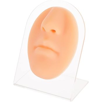 Soft Silicone Nose Flexible Model Body Part Displays with Acrylic Stands, Jewelry Display Teaching Tools for Piercing Suture Acupuncture Practice, Saddle Brown, Stand: 5.2x8x10cm, Silicone Nose: 8.8x6.3x3.1cm, 2pcs/set