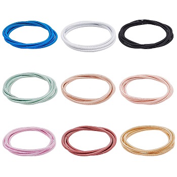 AHADERMAKER 36Pcs 9 Colors 3MM Steel Wire Spring Stretch Bracelets Set for Women, Mixed Color, 7-1/8 inch(18cm), 4pcs/color