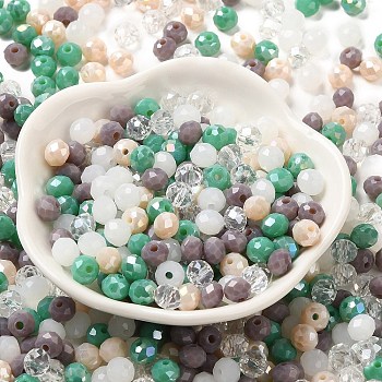 Glass Beads, Faceted, Rondelle, Thistle, 6x5mm, Hole: 1mm, about 280pcs/60g