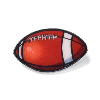 Rugby Acrylic Safety Brooch, Sports Goods Lapel Pin for Backpack Clothes, Saddle Brown, 27x44x2mm