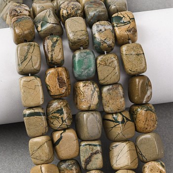 Natural Green Dragon Veins Beads Strands, Cuboid, 12~13x8~10x8~10mm, Hole: 1mm, about 30~31pcs/strand, 14.76''(37.5cm)~14.96''(38cm)