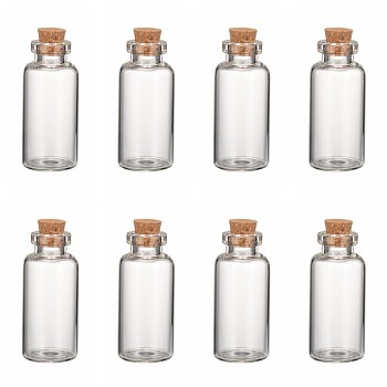 Glass Jar Bead Containers, with Cork Stopper, Wishing Bottle, Clear, 18x40mm, Bottleneck: 10mm in diameter, Capacity: 7ml(0.23 fl. oz)