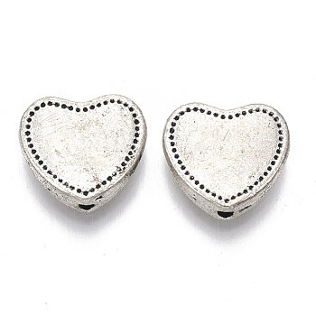 Tibetan Style Alloy Beads, Cadmium Free & Lead Free, Heart, Antique Silver, 11x12x3.5mm, Hole: 1.2mm