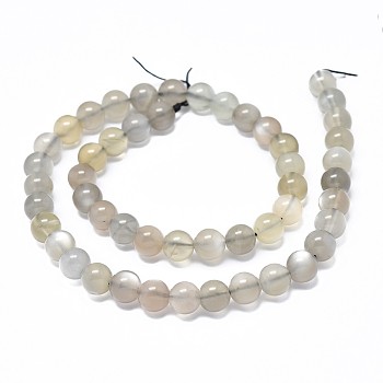 Natural Grey Moonstone Beads Strands, Round, 8mm, Hole: 0.8mm, about 49~50pcs/strand, 15.7 inch(40cm)