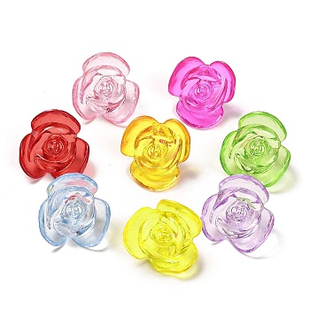 Transparent Acrylic Pendants, Flower, Mixed Color, 15.5x27.5x26mm, Hole: 3.8mm, about: 196pcs/500g