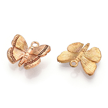 Brass Charms, Nickel Free, Butterfly, Unplated, 10x11x3mm, Hole: 1mm