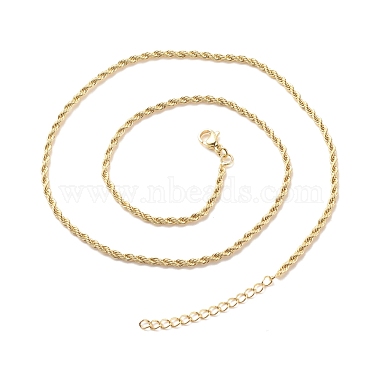 Brass Twist Rope Chains Necklace for Women(X-NJEW-P265-15G)-3