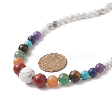 Natural & Synthetic Mixed Gemstone Graduated Beaded Necklace for Women(NJEW-JN04187)-5