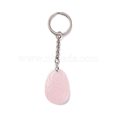 Natural Rose Quartz Teardrop with Spiral Pendant Keychain(KEYC-A031-02P-05)-2