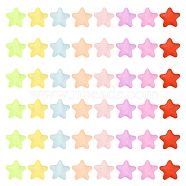 Rubberized Style Frosted Acrylic Beads, Star, Mixed Color, 11x11.5x6.5mm, Hole: 2mm, 300pcs/bag(FACR-CJ0001-16)