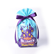 PE Plastic Halloween Candy Bag, Halloween Party Favors Treat Gift Bag, Rectangle, Cyan, 20x14cm(HAWE-PW0001-148B)