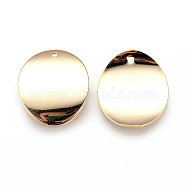 Brass Pendants, Oval, Nickel Free, Real 18K Gold Plated, 23x19x1mm, Hole: 1mm(KK-R058-107G)