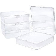 Polypropylene(PP) Plastic Boxes, Bead Storage Containers, with Hinged Lid, Square, Clear, 12.5x12.5x3.5cm(CON-WH0068-43B)