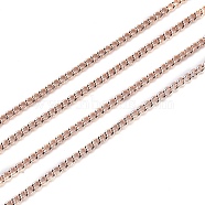 Brass Curb Chains, Long-Lasting Plated, Soldered, with Spool, Rose Gold, 2x1.5x0.3mm(CHC-R133-RG)