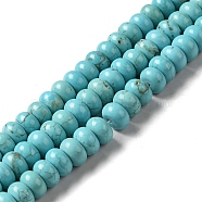 Natural Howlite Beads Strands, Dyed, Rondelle, Turquoise, 8x5mm, Hole: 1.4mm, about 84pcs/strand, 15.83 inch(40.2cm)(G-C025-09A)