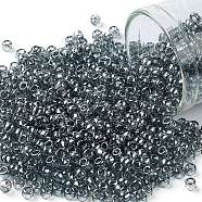 TOHO Round Seed Beads, Japanese Seed Beads, (113) Black Diamond Transparent Luster, 8/0, 3mm, Hole: 1mm, about 222pcs/bottle, 10g/bottle(SEED-JPTR08-0113)