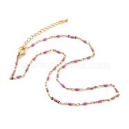 304 Stainless Steel Link Chain Necklaces, with Enamel and Lobster Claw Clasps, Golden, Orchid, 15.75 inch(40cm)(NJEW-JN03084-03)