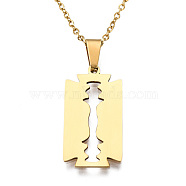 201 Stainless Steel Pendants Necklaces, with Cable Chains and Lobster Claw Clasps, Blade, Golden, 17.71 inch(45cm), 1.5mm(NJEW-S105-JN721-45-2)