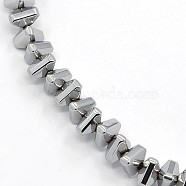 Grade A Electroplate Non-magnetic Synthetic Hematite Triangle Beads Strands, Silver Plated, 4x5x3mm, Hole: 1mm, about 140pcs/strand, 16.1 inch(G-M045-02D)