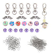 DIY Angel Theme Keychain Kits, include Iron Flat Head Pins, Handmade Polymer Clay Round Beads, Alloy Lobster Claw Clasps & Beads, ABS Plastic Imitation Pearl Beads, Mixed Color(DIY-FH0001-22)