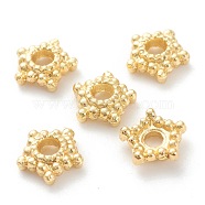 Rack Plating Alloy Beads, Lead Free & Cadmium Free, Long-Lasting Plated, Star, Real 18K Gold Plated, 7x7x2.5mm, Hole: 2mm(KK-J277-17G)