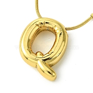 Ion Plating(IP) Initial Letter 304 Stainless Steel Pendant Necklaces, Real 18K Gold Plated, Letter Q, 15.91 inch(40.4cm), pendant: 19x15mm(NJEW-R265-05G-Q)